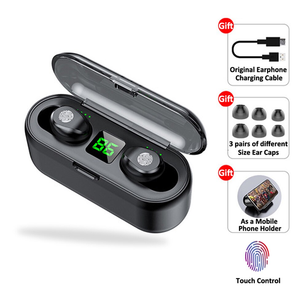 Mini F9 TWS Bluetooth 5.0 ecouteurs sans fil casque sport étanche sans fil écouteur Hifi stéréo casque avec Microphone: F9-1 Touch