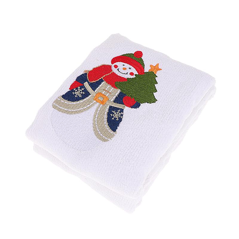 Serviette de nettoyage pour le visage, brodée de noël, bonhomme de neige, père noël, de nouvel an, ornements de salle de bain: Snowman