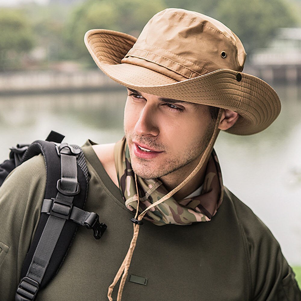 Solhat til mænd kvinder, sommer udendørs solbeskyttelse bred skygge spand hat til safari fiskeri vandring strand golf