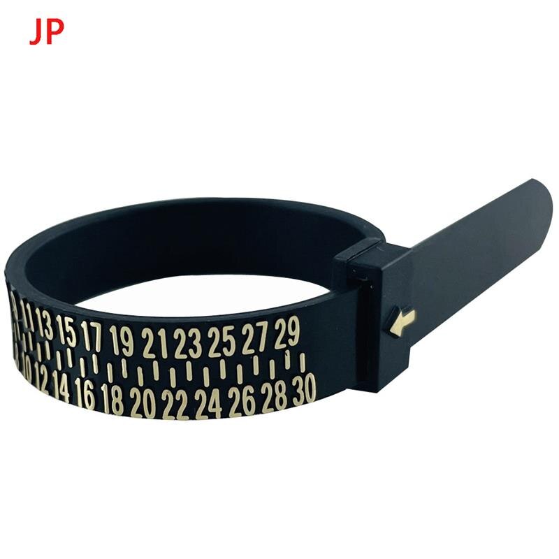 Ring sizer mått uk/us/jp/eu fingermått mätare män och kvinnors storlekar az smycken verktyg utrustning mjuka ring mätverktyg: Svart-jp