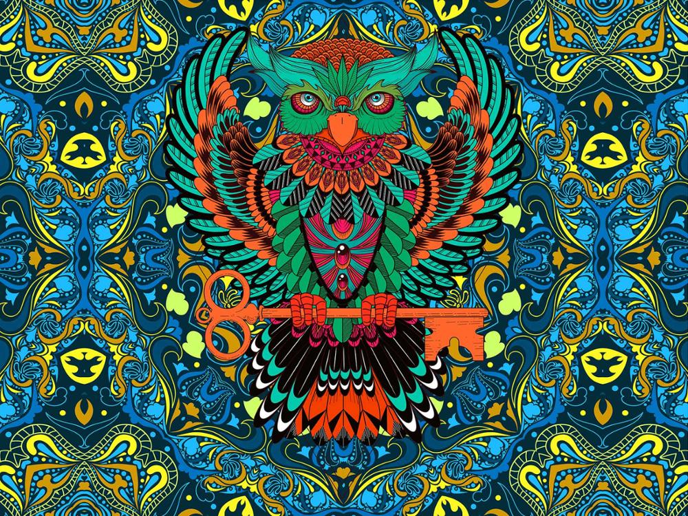 Simsant mandala kuvakudos psykedeelinen yökyöpeli tausta taivaankuun kudos makuuhuoneeseen seinälle ripustettava sisustus