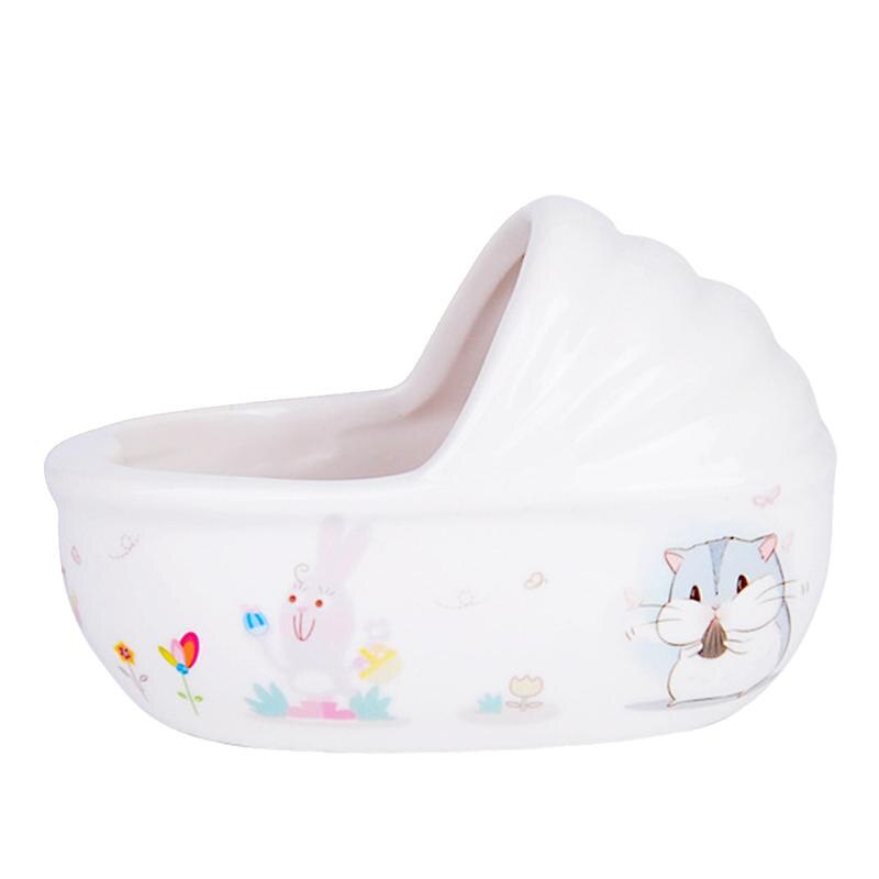 Cerámica pequeña para mascotas, Chinchilla, Hamster, arena, cuarto de baño, casa, contenedor para mascotas, Hamster, baño de cerámica, bañera limpia (blanca)