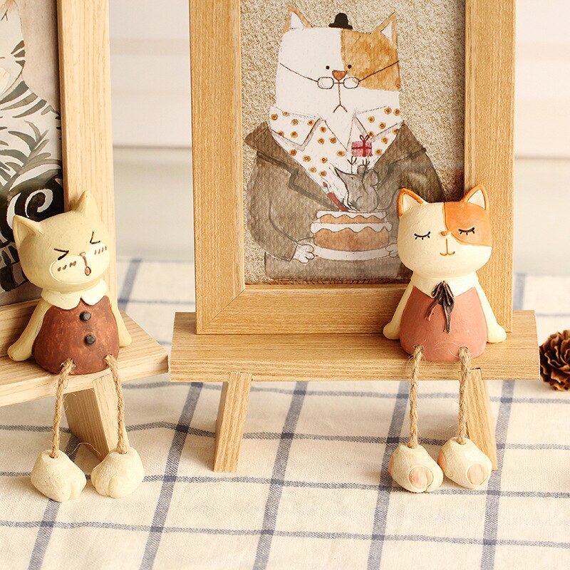 6 Inch Japanese Wood Resin 3D Cartoon Cute Cat Photo Frame Cartoon Desktop Frames Home Decor for Livingroom Kids