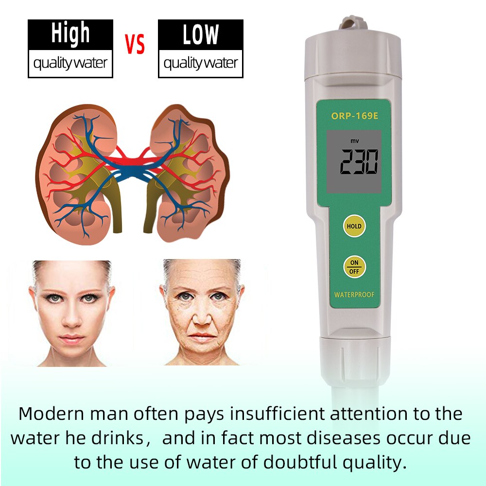 ORP/Redox 169E Tester waterproof ORP Meter Tester Monitor Pen Water Testing 0~+/-1999mV 50%off
