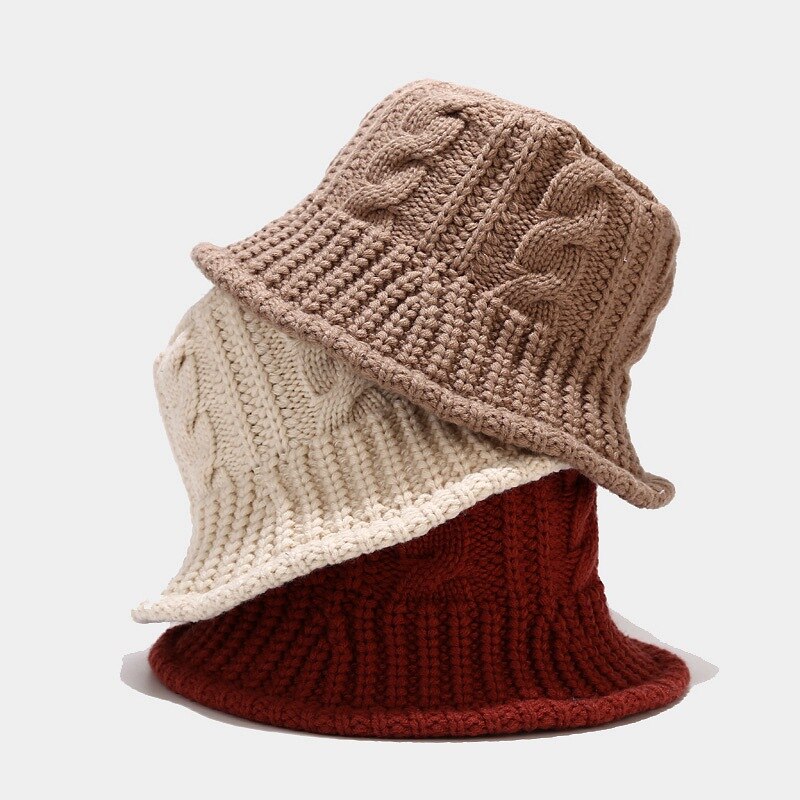 Vrouwen Herfst Winter Muts Warm Visser Hoed Panama Outdoor Hoofddeksels Bob Emmer Hoed Hand Gebreide Wol Hoeden voor Vrouwen