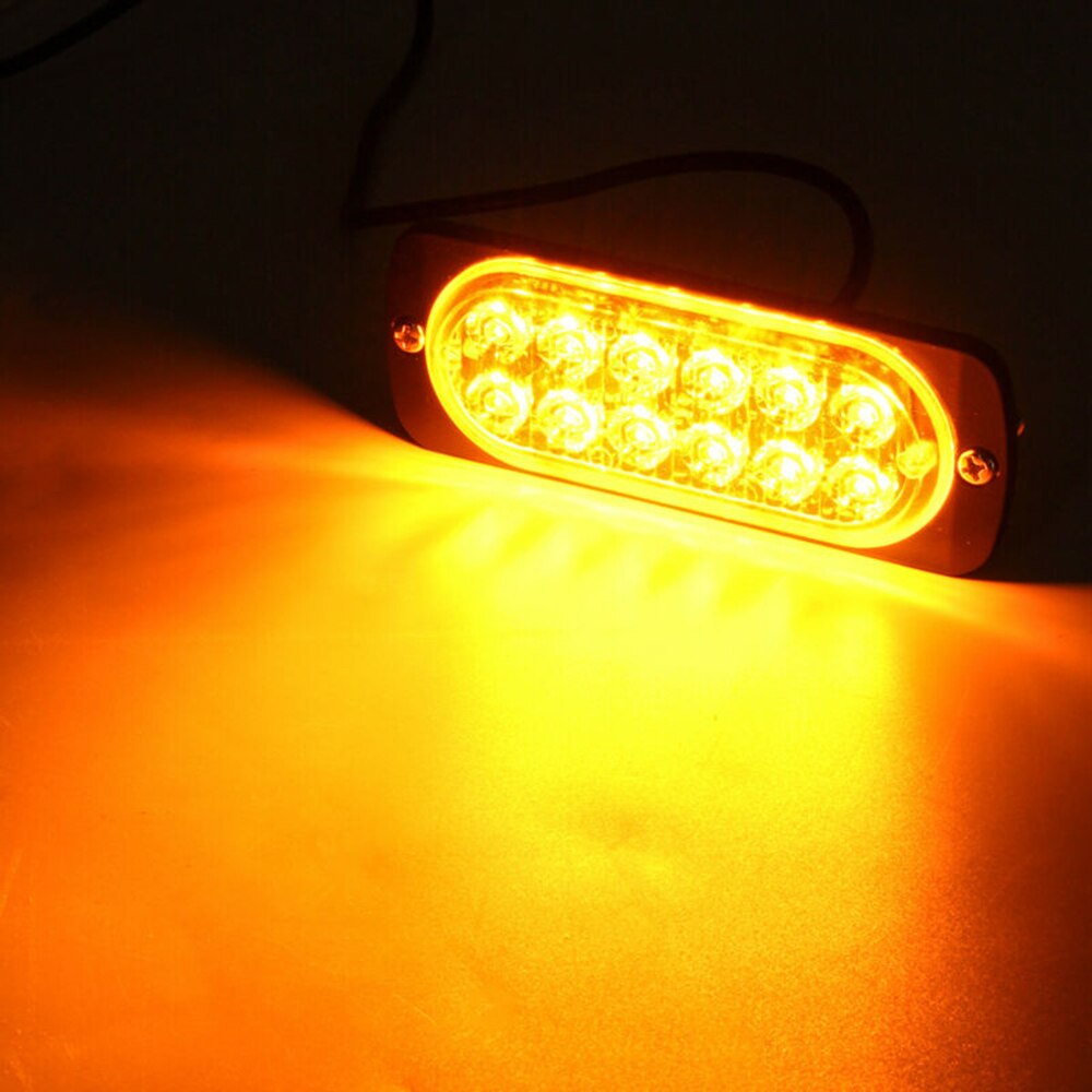 12 LED Bright lights Amber Strobe Beacon Hazard Lamp Warning Bar Truck