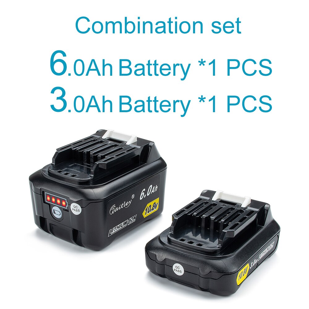 Waitley 10.8V 6.0Ah 3.0Ah lithium battery Rechargeable For Makita Power Tools 10V and 12V 6000mAh BL1040B 1015 1020B CXT Series