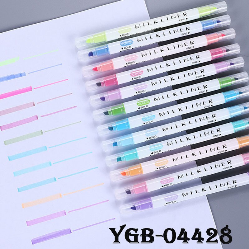 Dubbele Hoofd Mildliner Markeerstiften Art Marker Markeerstiften Pastel Markers Aquarel Fluorescerende Pen Tekening 04428: 04428-12 colors