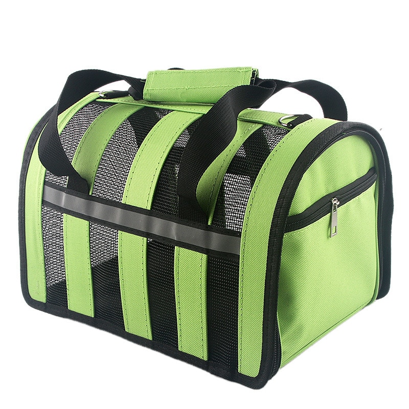 Pet cat bag out carrying bag cat takeaway handbag breathable dog backpack travelling cat cage Pet supplies pet bag: green / 43cmX24cmX25cm
