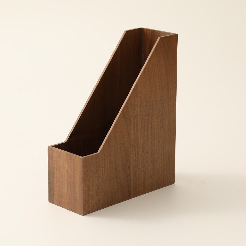 Wooden Desktop File Organizer Basket, KENCOOL Office Home Supplies Portable Vertical Upright Storage Bins Crate Folder Holder