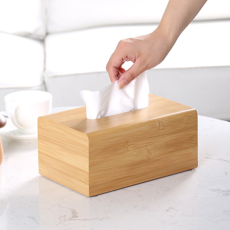 Bambus tissuekasse serviet holder hotel restaurant desktop papir opbevaring arrangør boligindretning