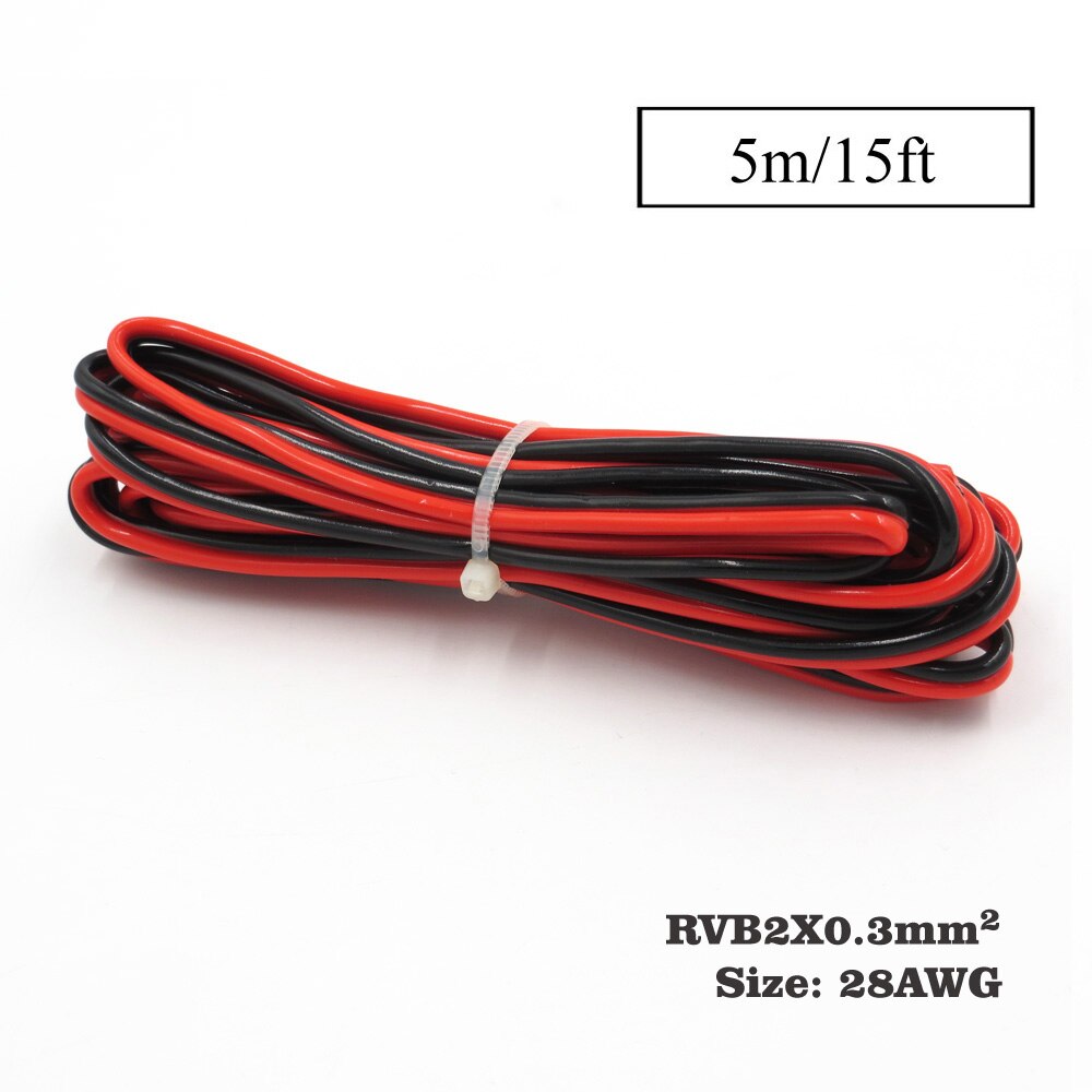 5m x PVC Insulated 2 Pin Copper wire 28AWG 24AWG 22AWG 20AWG 18AWG 16AWG 14AWG IEC RVB PVC red black electrical cable LED: 28awg