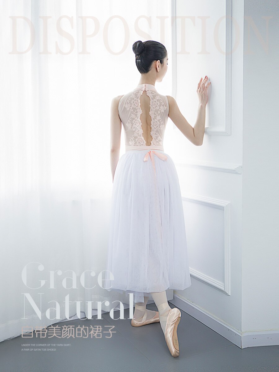 Classical Contemporary Dance Costumes Female Girls Long Skirt 540 Degrees Waist Modern Ballet Chiffon Practice Skirt