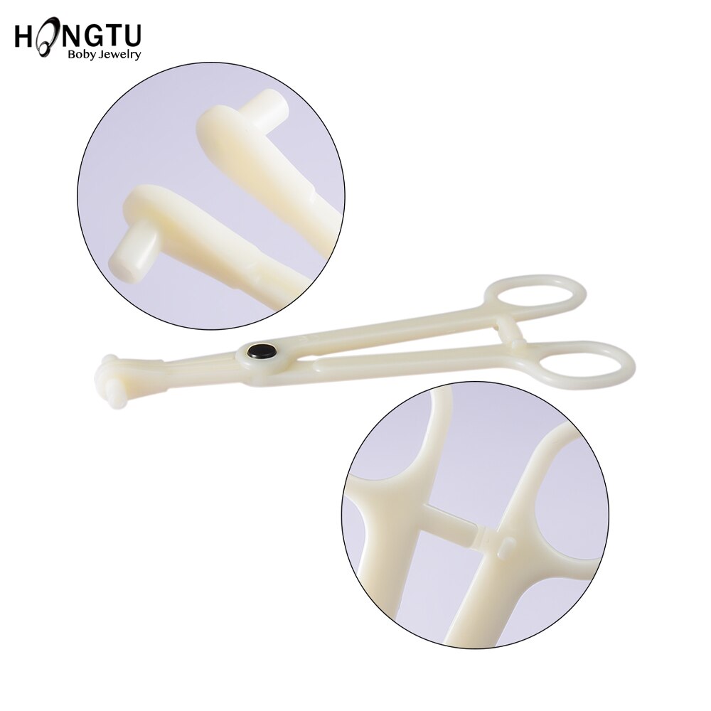 Pince de perçage jetable en acrylique, 1 pièce, pince en plastique, corps, oreille, lèvre, nombril, nez, langue, sourcils, outil de perçage: Couleur or jaune pâle