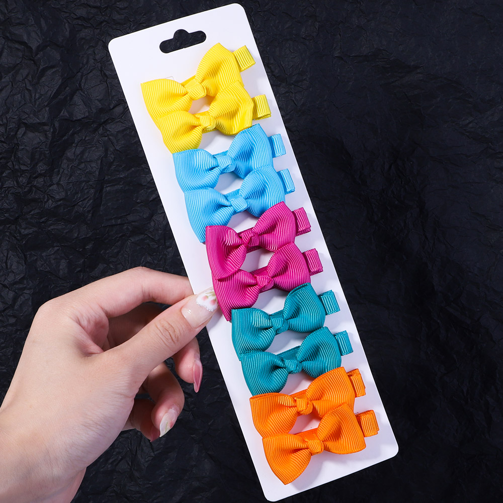 10 unids/set 2 ''lazos coloridos degradados pinzas para el cabello para niñas cinta hecha a mano horquillas con lazo pasadores accesorios para el cabello para niños: Plata