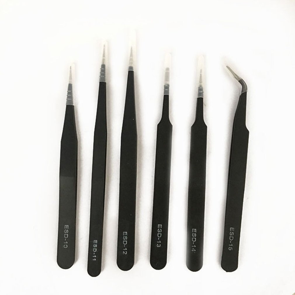 6 Pack Pincet Esd Rvs Verdikte Pincet Set Demontage Tool Black Pincet