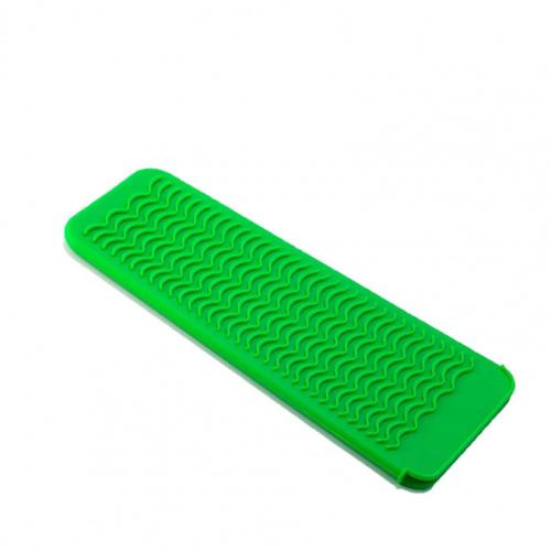 Alfombrilla de silicona anticalor, cubierta de aislamiento Flexible resistente al calor para plancha de pelo, herramienta de peinado: Verde