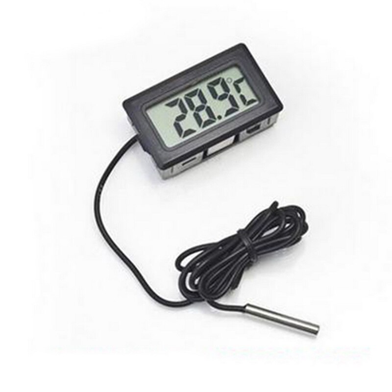 Waterproof LCD Digital Thermometer Aquarium Electronic Precision Fish Tank Temperature Measuring Tool with Probe Hygrometer^9: Black 1m