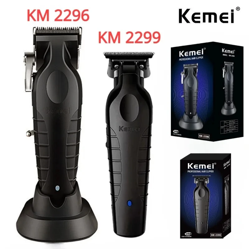 Kemei 2296 Barber Akku-Haarschneider 0 mm Zero Gapped Carving Clipper Detailer Professionelle elektrische Finish-Schneidemaschine