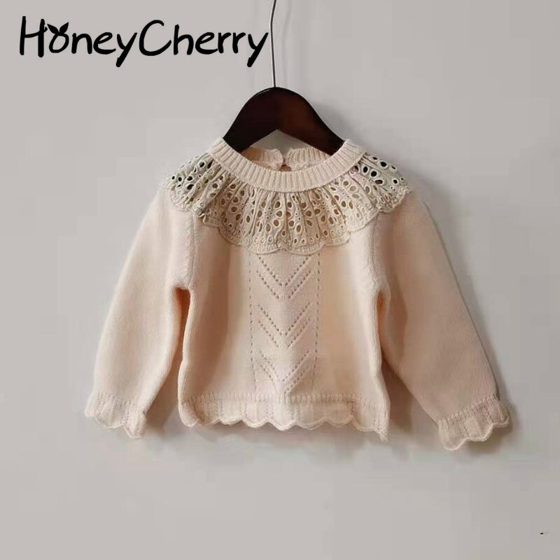 Herfst En Winter Meisjes Hollow Gebreide Lace Trui Warme Kinderen Alle-Match Basis Trui Meisje Trui