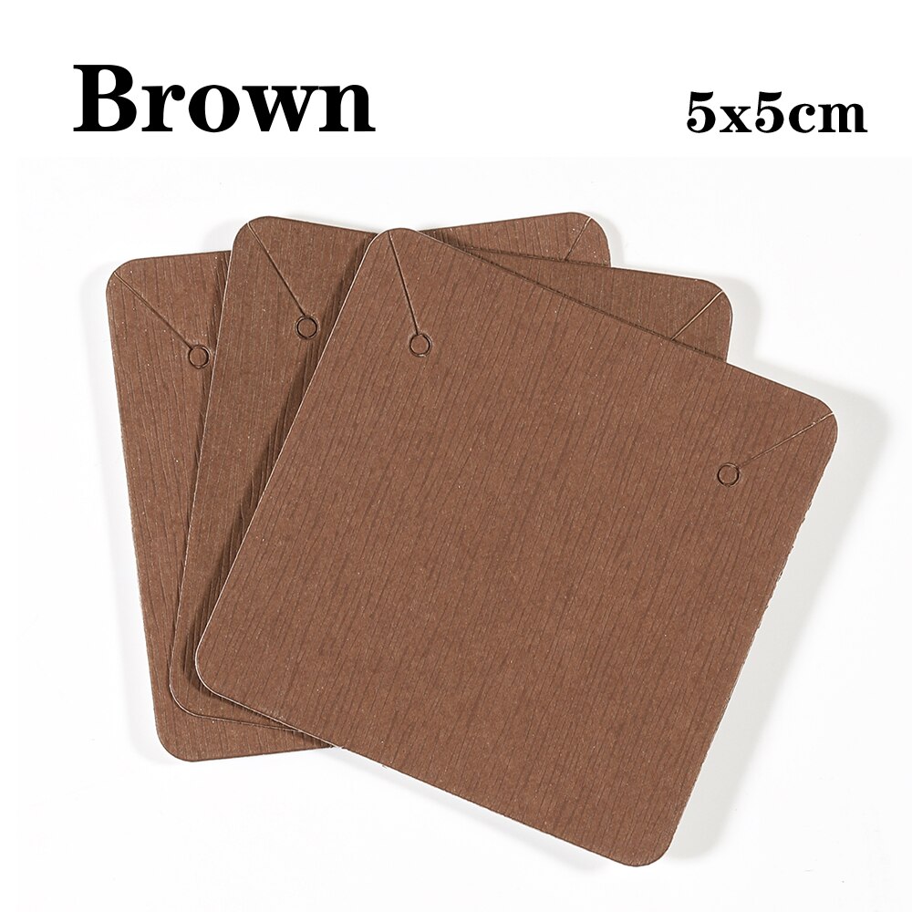 50 sztuk/partia 5x5cm 6x9cm Kraft Paper Card kolczyki naszyjniki karty do pakowania biżuterii karton wiszące cena Tag karty: 5x5cm Brown color