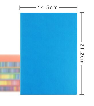 RuiZe cute korean notebook A5 leather diary school note book journal daily memo hardcover notebook thick paper rainbow edge: Blue