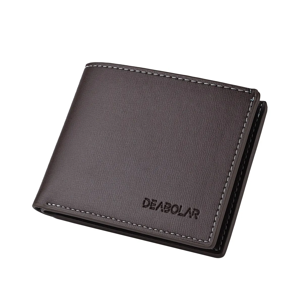 Pu lær menn kort lommebok tynn stil sammenleggbar unge menn kredittkortholder lommebok carteras plegables para hombre carteira: Brun