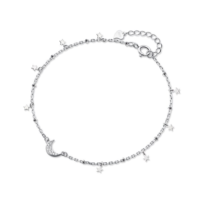 MIQIAO bracciale alla caviglia sulla gamba argento 925 per te donna ornamento Sterling catena femminile gioielli luna lucida stella zircone regalo