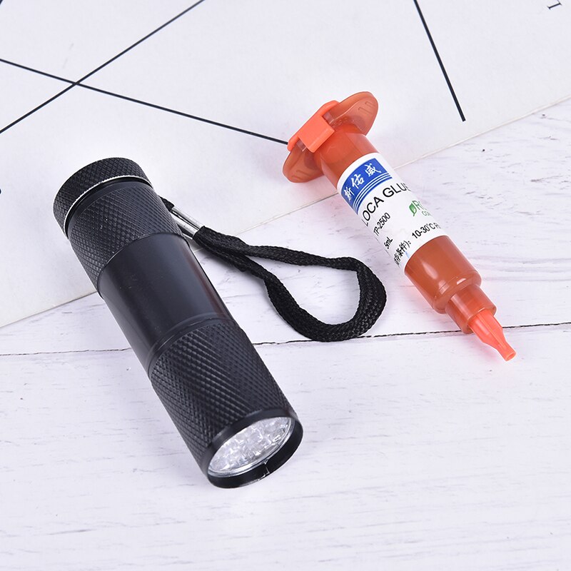 Pegamento Uv transparente para reparación de vidrio, adhesivo transparente de 5ml Tp-2500 + Luz de corte UV para pantalla LCD de reparación de cristal