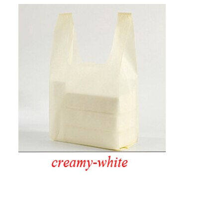 Kleurrijke Winkelen Niet-geweven Vest Tas Supermarkt Mall Winkelen Blank Draagtas Reclame Niet-geweven Zak: Creamy-white