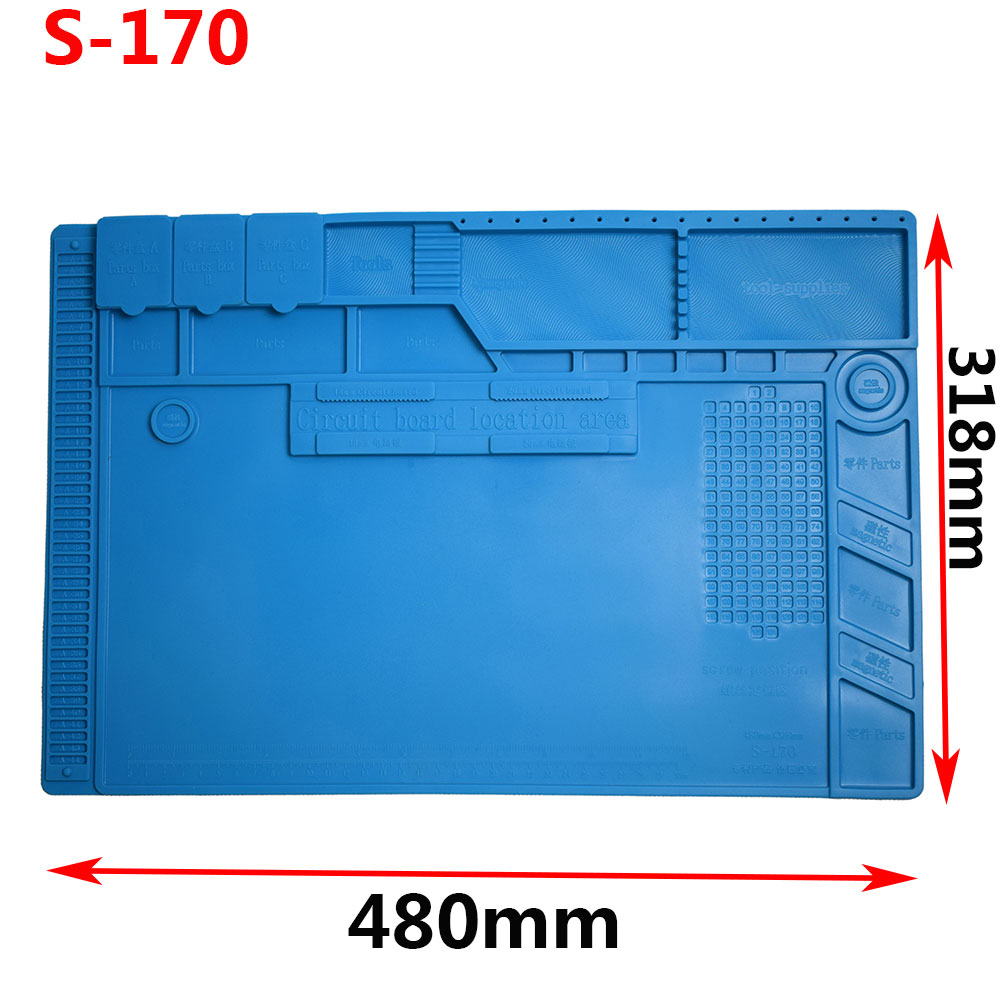 Eruntop ESD Heat Insulation Soldering Working Mat With magnet Silicone insulation pad High temperature resistance welding Mat: S-170