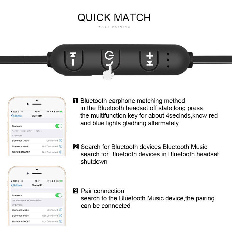 Xt11 magnetische draadloze bluetooth oordopjes, muziek, waterdichte headset, nekband, sport oordopjes, oordopjes met microfoon voor iphone en xiaomi