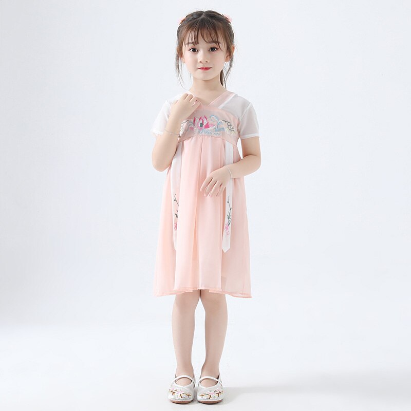 Hanfu Kostuums Chinese Stijl Meisjes Tang Pak Chinese Oude En Traditionele Meisjes Speciale Kleding Meisje Hanfu Dragen DQL637: Pink / 130