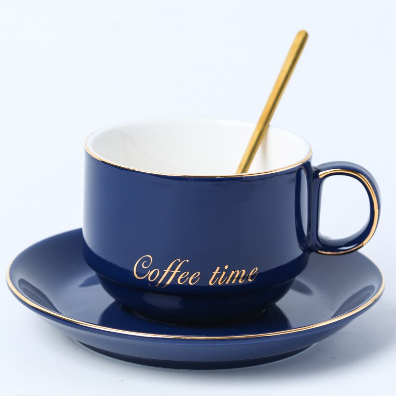 Nordiska kaffekoppset guldkant te kopp och fat porslin kaffemuggar te set tazas de ceramica mate koppar  ac50bd: Stil 6