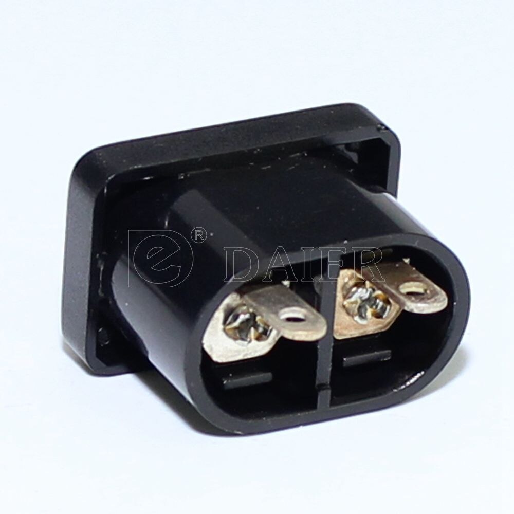 10PCS Power Socket 2 Pins Male Black Color AC Socket Power Outlet 2.5A 250VAC AS-16