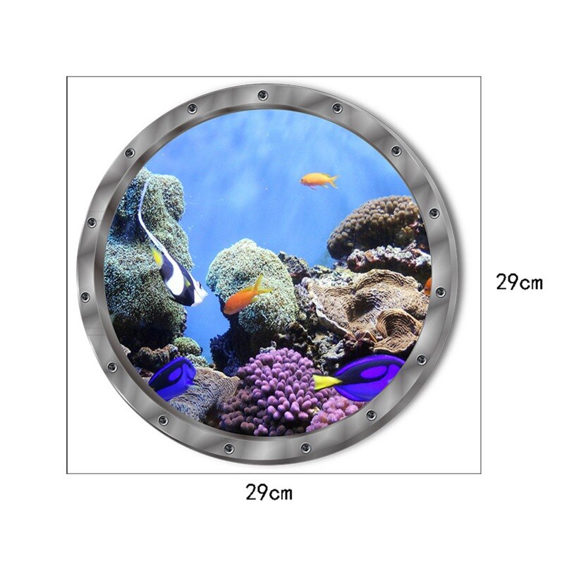 5 Styles Underwater Fish Wall Stickers Waterproof Dolphin Turtle Sticker For Washing Machine Decoration For Bathroom Decals PVC