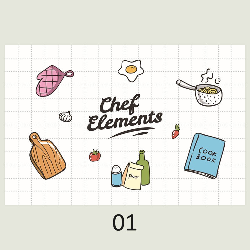 Oven Dining Hall Wallpapers Oil Proof Cute Cartoon Waterproof Kitchen Wall Stickers Self Adhesive PVC 90*60CM Wall Art Decal: 01