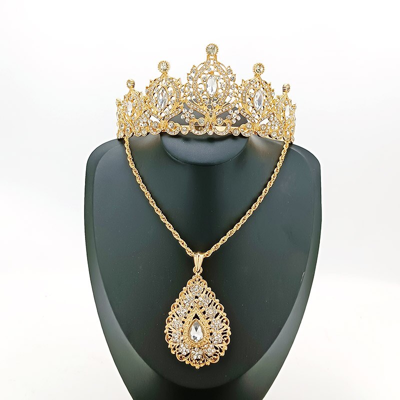 Arabische Bruiloft Sieraden Set Gewaad Taille Keten Vrouwen Haar Sieraden Hartvorm Jewel Hanger Ketting Marokkaanse Metalen Riem: set  3