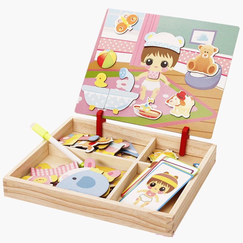 Meisjes Dressing Jigsaw Wodden Puzzels Tekentafel Magnetische Puzzels Prinses Puzzel Educatief Speelgoed