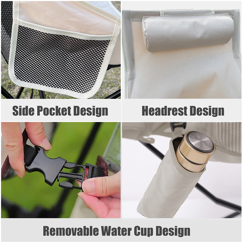 Westtune Tragbarer, zusammenklappbarer Campingstuhl mit Kopfstütze, leichte Touristenstühle, Angelstuhl aus Aluminiumlegierung, Gartenmöbel