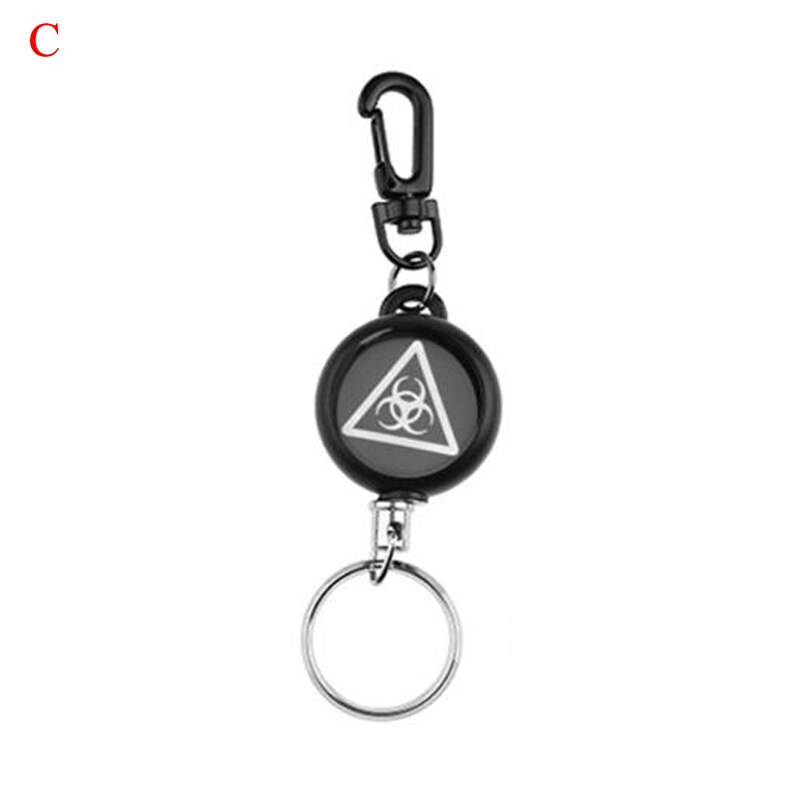 Chain holder rope cord keychain key pull belt multi tool keyring retract key ring reel recoil badge lanyard clip multitool: Blue