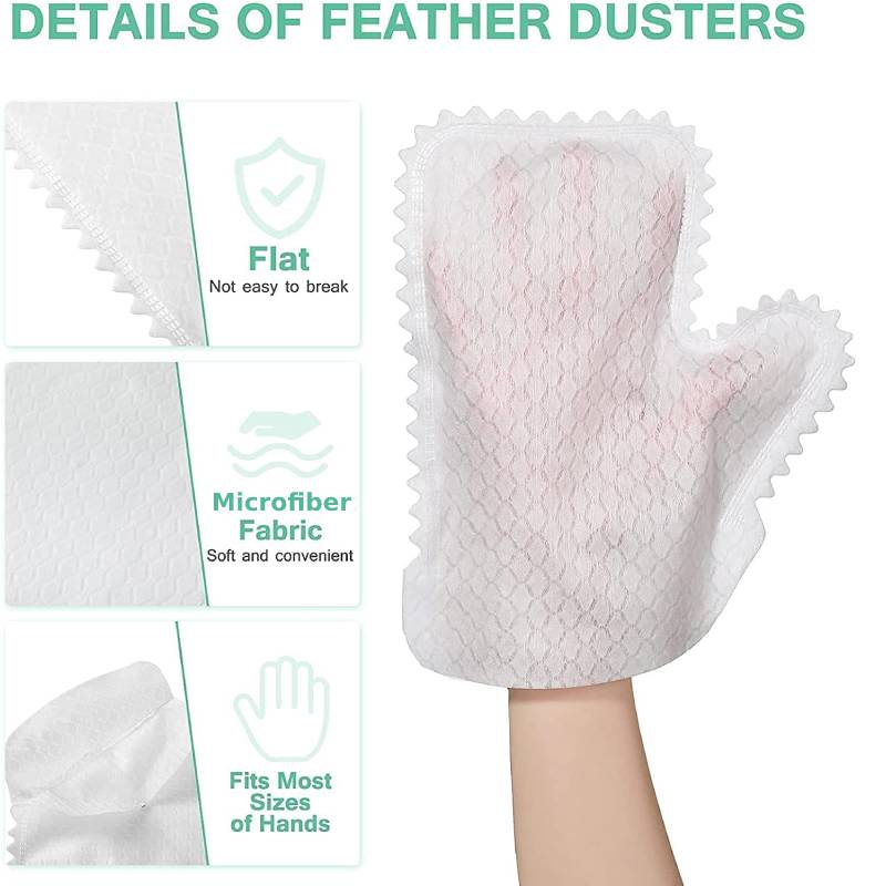 Microfiber Dusting Cloths Dust Wipe Dual-Sided Feather Duster Pet Hair Cleaning Mitt Disposable Dusting Gloves for House Kitchen