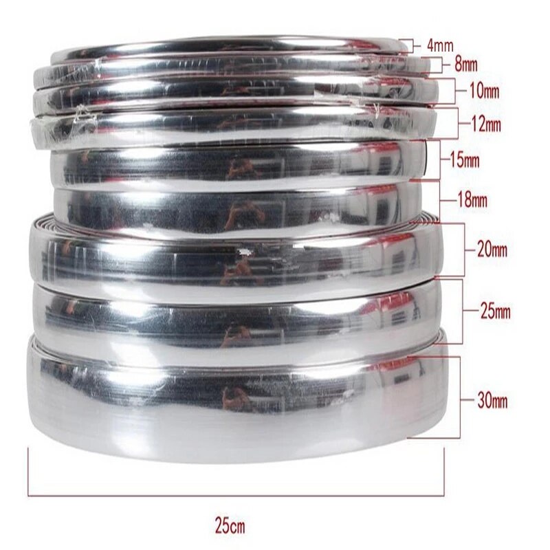 3m Car Protector Bumper Guard Chrome Styling Decoration Moulding Trim Strip 4mm 8mm 10mm 12mm 15mm 20mm 25mm