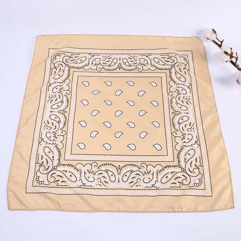 Vintage print bandana til kvinder hårtilbehør hovedtørklæde hovedbeklædning armbånd lomme håndklæde kvinde bandanas pandebånd 55*55cm: Khaki