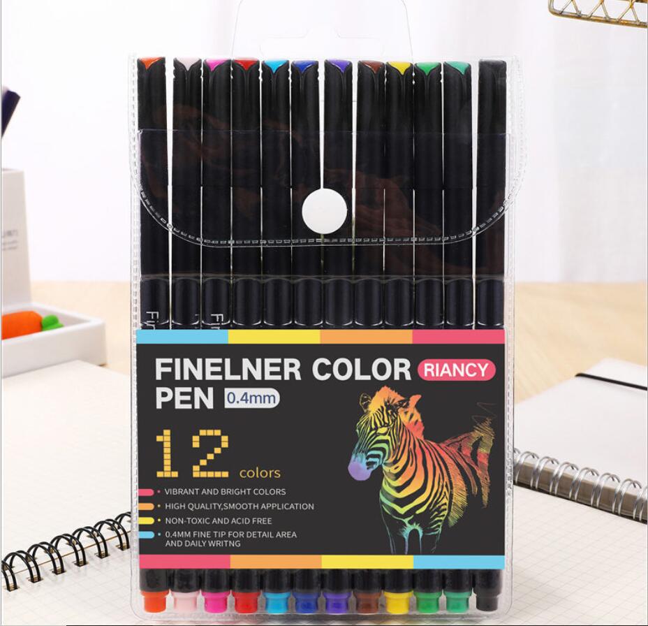 Akvarellpensel Penn Sett 60 Farger - finne liner Kunst Tusj - Tegning Maling - Skoleutstyr: 12 farger