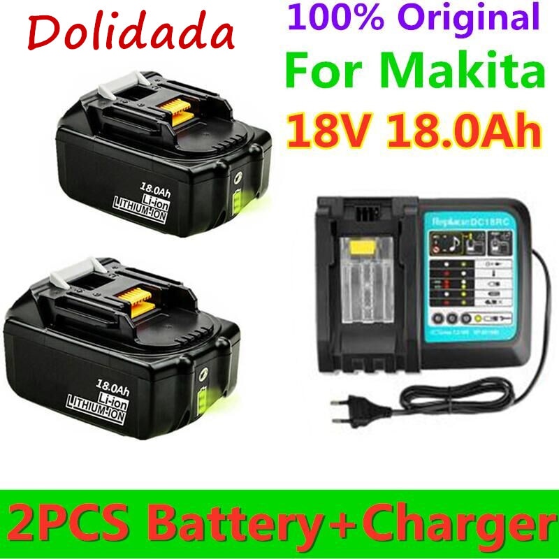 18V 18Ah Power Tool Battery - 18000mAh Li-Ion Replacement for Makita BL1880 BL1860 BL1830 + 3A Charger