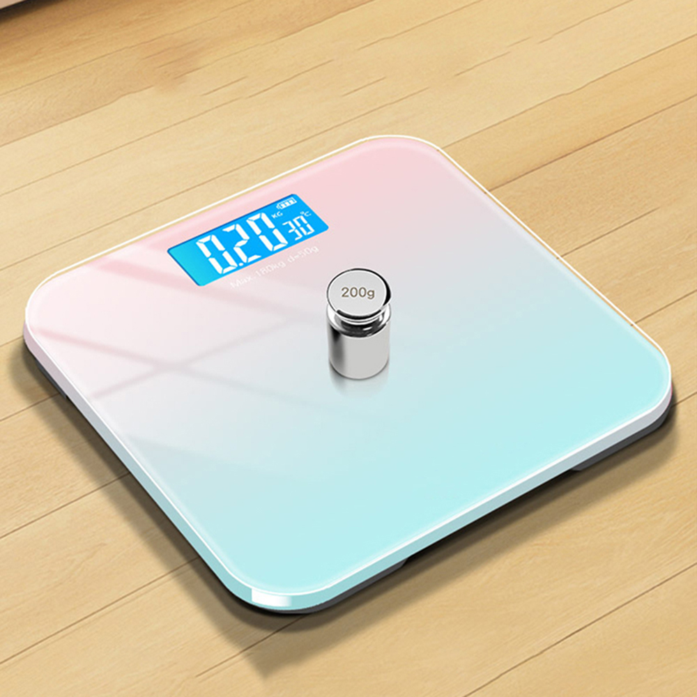 Digital Bathroom Scale 7 Styles Intelligent LCD Display High-Strength Weighing Scales with Temperature Feature Weight management: Pink