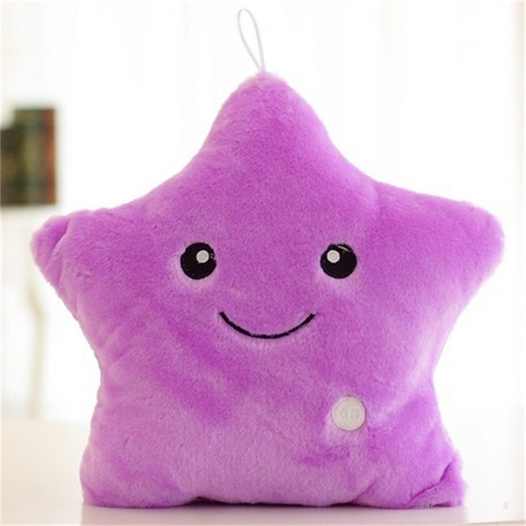 Juguetes coloridos con forma de estrella, almohada luminosa led brillante, almohada suave para el cuerpo, almohada para sonreír, san valentín  k15