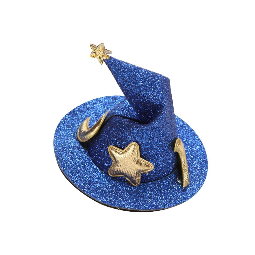 Halloween Kinderen Haarspeld Heks Glitter Hoofdtooi Hoed Decoratie Halloween Festival Party Haaraccessoires Cosplay Kostuum Prop: Blauw