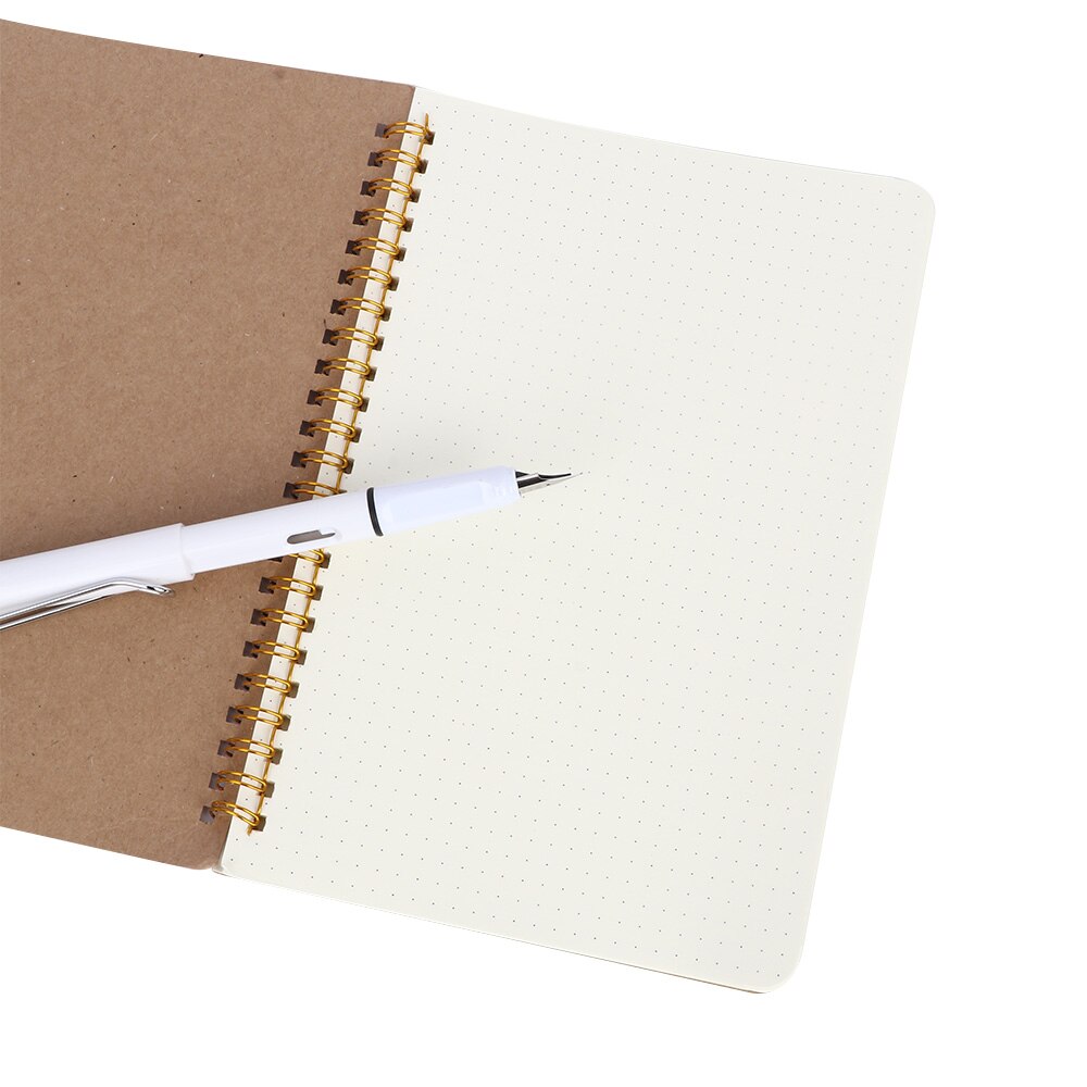 100 Pages A5 Kraft Paper Cover Notebook Dot Grid Exercise Book Coil Notepad Journal Notebook